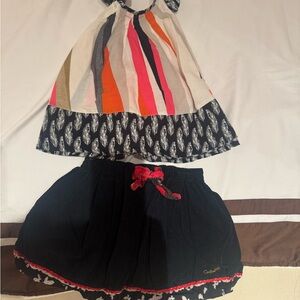 Catimini Colorful Striped Top and Black Skirt Set
